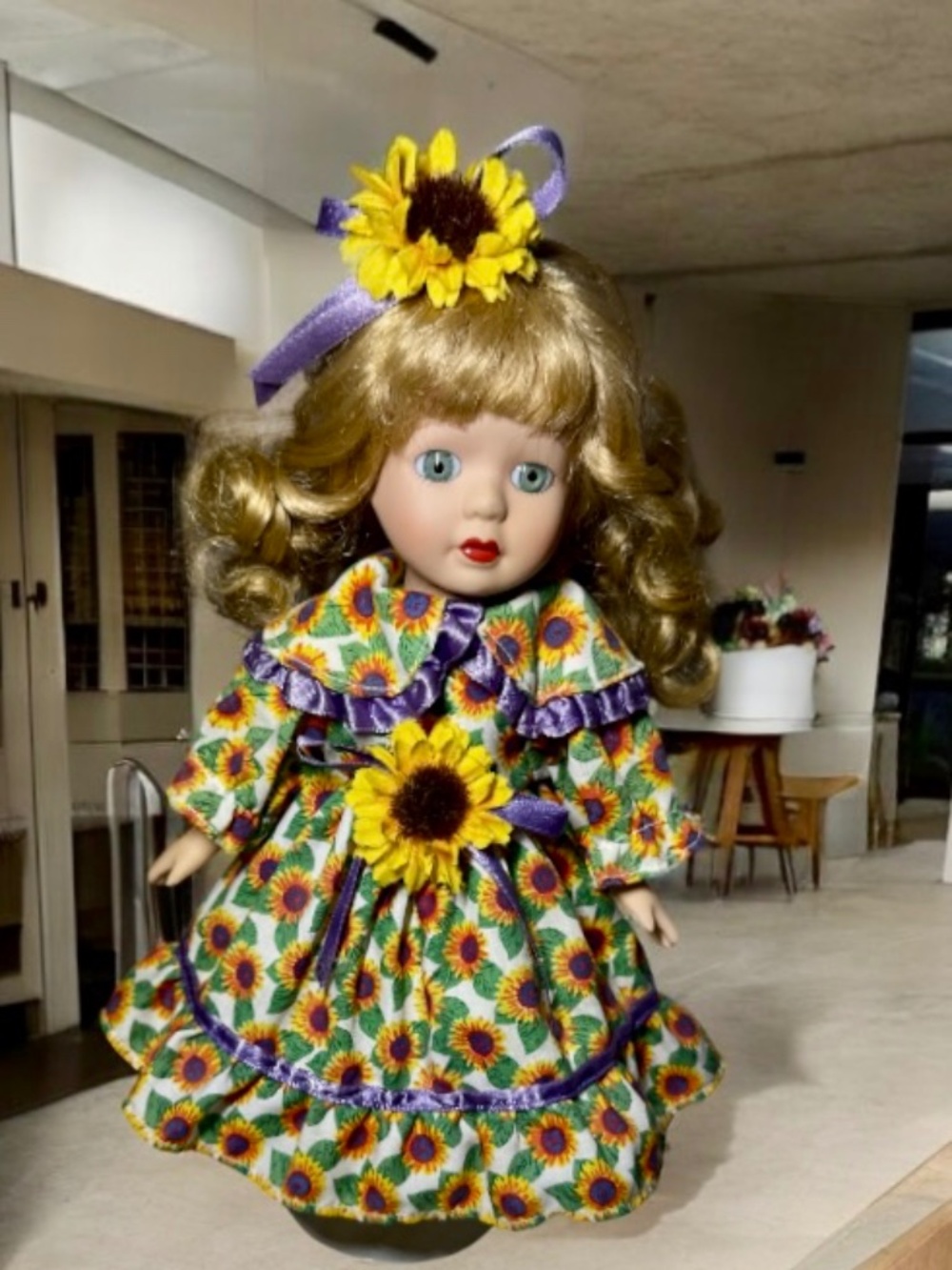 Collectible Brass Key Inc. Sunflower 10" Porcelain Doll
